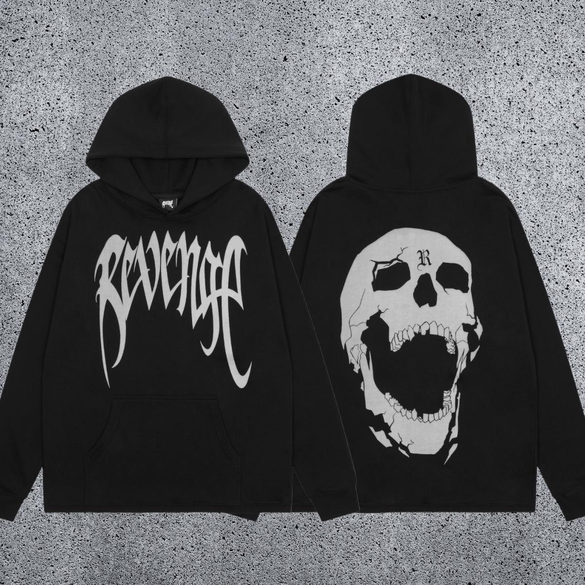 REVENGE Skull Back Graphic Pullover Hoodie