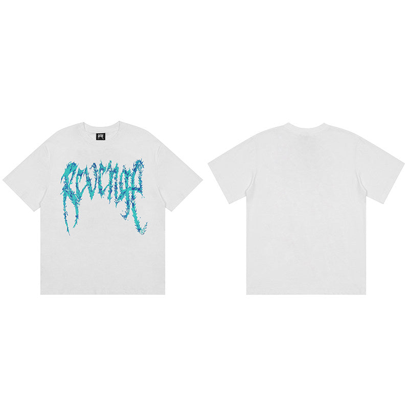 REVENGE Blue Distressed Logo T-Shirt