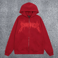REVENGE Gothic Flame Zip-Up Fleece Hoodie