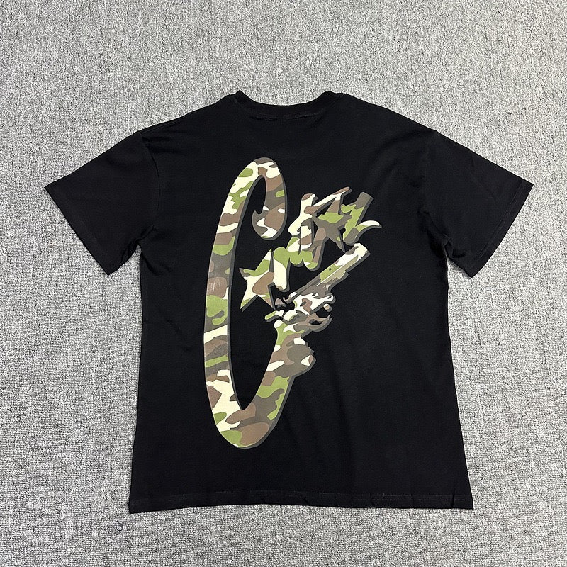 Camouflage Graphic Print White T-Shirt Unisex Streetwear Casual Short Sleeve Tee