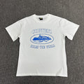 Blue Graphic Print White T-Shirt Unisex Streetwear Casual Short Sleeve Tee