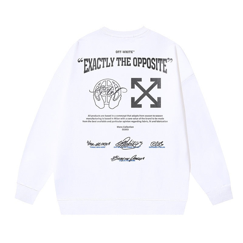 OFF WHITE Exactly The Opposite Graphic Crewneck Sweatshirt