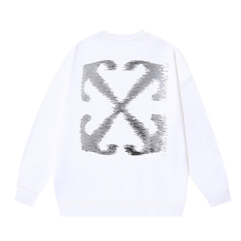 Off-White Distressed Arrow Graphic Sweatshirt White