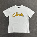 Golden Graphic Print White T-Shirt Unisex Streetwear Casual Short Sleeve Tee