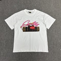 Pink Graphic Print White T-Shirt Unisex Streetwear Casual Short Sleeve Tee