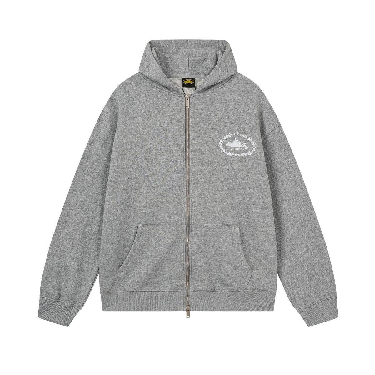 Grey Zip Up Hoodie Unisex Streetwear Casual Hooded Jacket