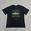 Green Graphic Print Black T-Shirt Unisex Streetwear Casual Short Sleeve Tee