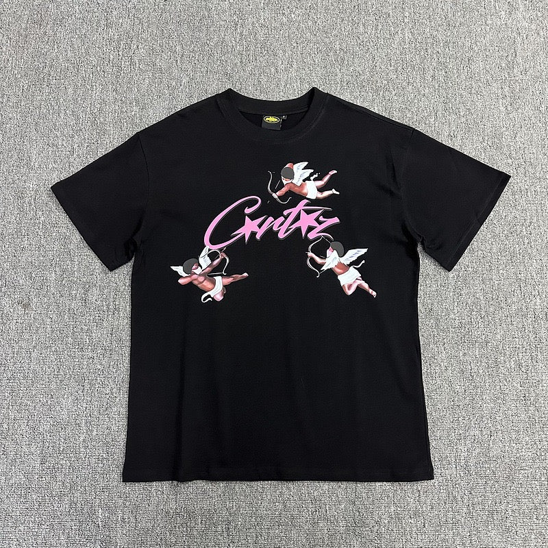 Graphic Print Black T-Shirt Unisex Streetwear Casual Short Sleeve Tee