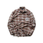 MIXED EMOTION Plaid Graphic Distressed Shirt