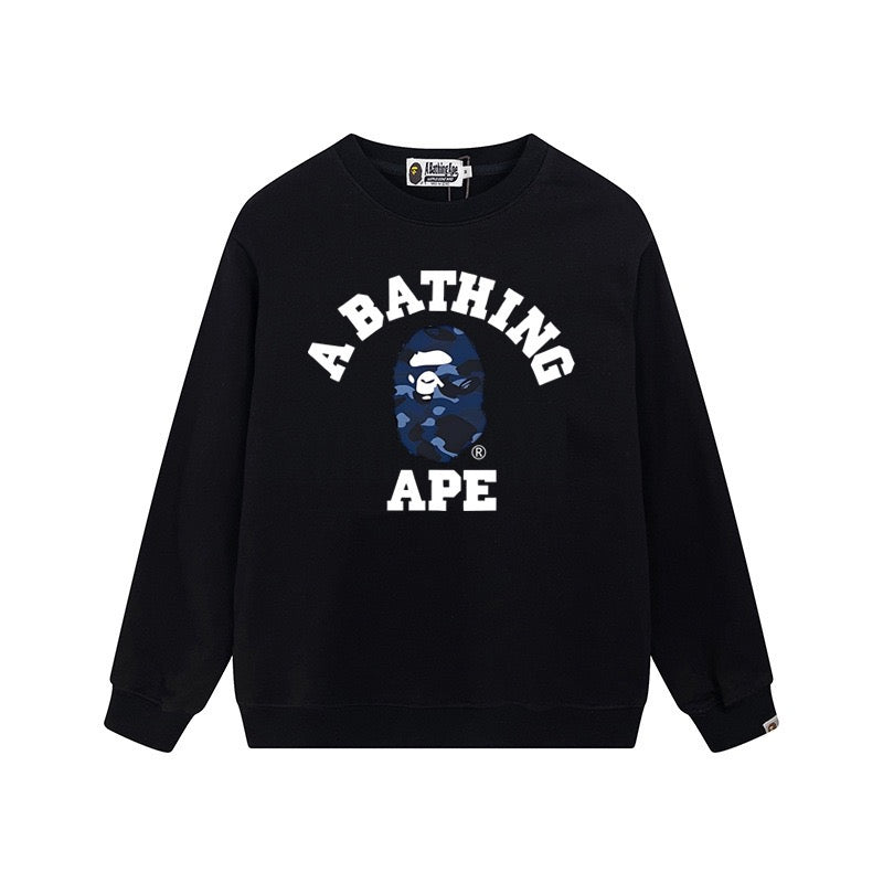 BAPE Blue Camo Ape Head Crewneck Sweatshirt Black