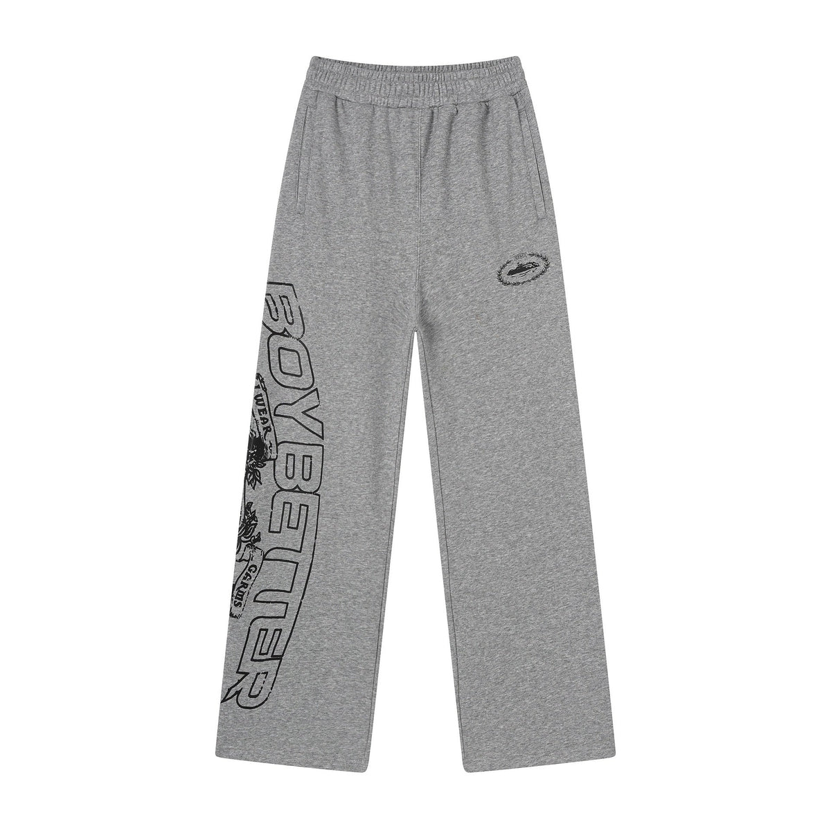 Grey Wide Leg Sweatpants Unisex Streetwear Casual Loose Fit Pants